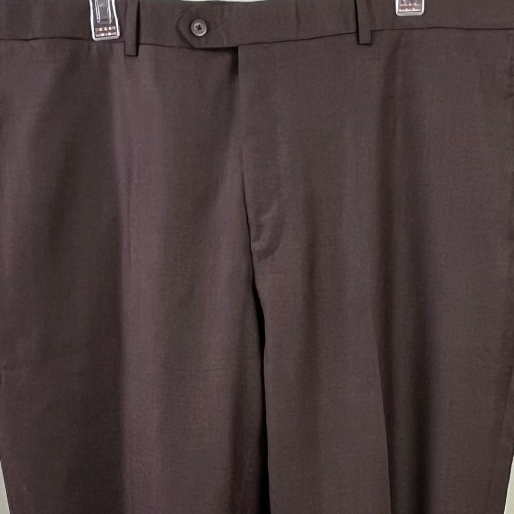 Coppley 1883 Brown Wool Dress Slacks Flat Front Trousers Canada 42x28 - Picture 2 of 8